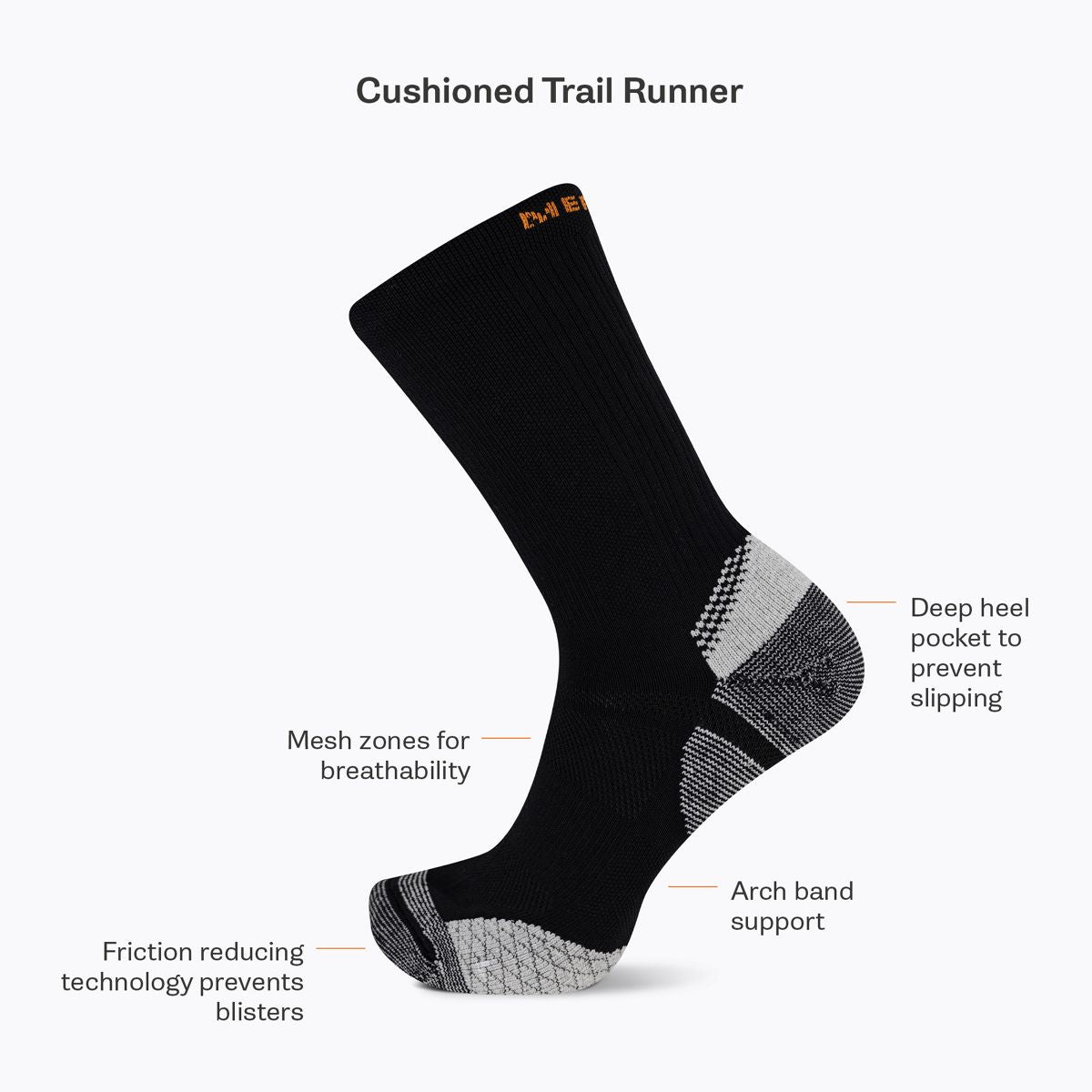 Merrell Outlet Cushion Trail Runner Crew Sock - Socks